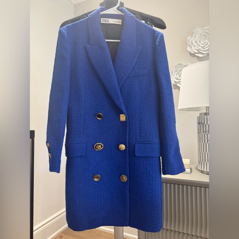 Zara Cobalt Blue Blazer with Gold Accents